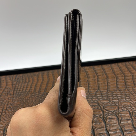 Vintage Prada Y2k Unisex All Leather Dark Espresso Compact Bifold Wallet - Picture 6 of 10